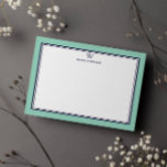 NAVY & LIGHT TEAL Classic Monogram Double Frame Card<br><div class="desc">Get a professional look with our formal and elegant personalized stationery flat cards feature your monogram and your name beneath in Sans Serif font coupled with elegant open face font framed by a chic navy double border over a light teal background. The monogram initials and name can easily be personalized...</div>