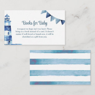 Navy Lighthouse Baby Shower Books for Baby Enclosure Card