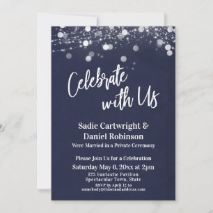 Navy & Lights Textured Celebrate with Us Reception Invitation