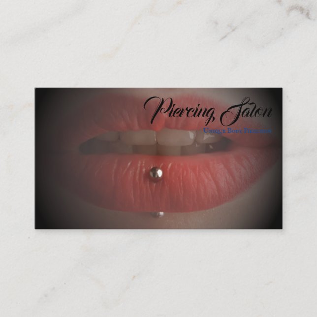 Navy Lips Piercing photo Business Card (Front)