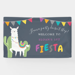Navy Llama Fun Cactus Birthday Party Welcome Banner