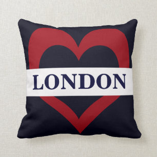 navy London heart throw pillow