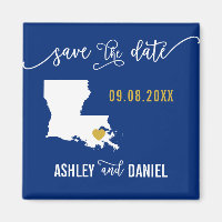 Navy Louisiana Wedding Save the Date Map