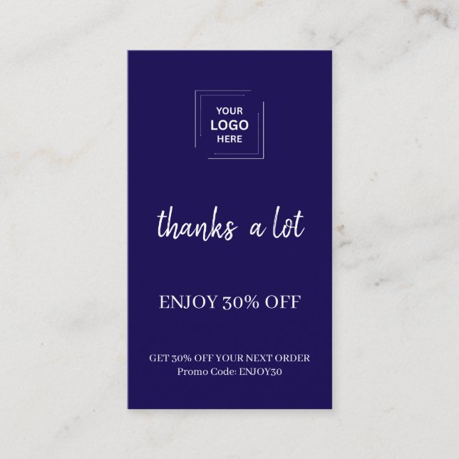 Navy Loyalty Rewards Customer Appreciation Discount Card (Front)