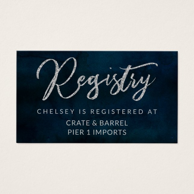 Navy Lustre Blue Shower Gift Registry Insert Card (Front)
