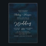 Navy Lustre Dark Blue Minimal Monogram Wedding Invitation<br><div class="desc">Navy Lustre Dark Blue Watercolor Design,  with Silver Sparkle Typography,  and beautiful watercolour background texture. With Modern Chic Script Fonts. A trendy & Luxurious style - Personalised Wedding Invitations!

 ~ Check my shop to see the entire wedding suite for this design!</div>