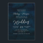 Navy Lustre Dark Blue Minimal Monogram Wedding Invitation<br><div class="desc">Navy Lustre Dark Blue Watercolor Design,  with Silver Sparkle Typography,  and beautiful watercolour background texture. With Modern Chic Script Fonts. A trendy & Luxurious style - Personalised Wedding Invitations!

 ~ Check my shop to see the entire wedding suite for this design!</div>