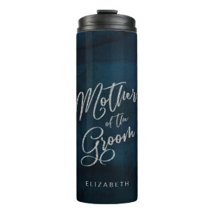 Navy Lustre Dark Blue Monogram Mother of the Groom Thermal Tumbler