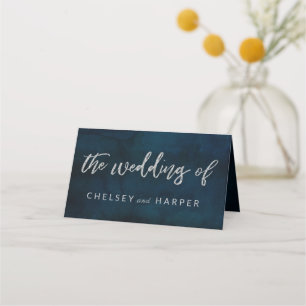 Navy Lustre Dark Blue Reserved Seating Wedding Place Card