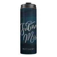 Navy Lustre Dark Blue Silver Monogram Future Mrs.