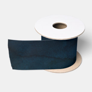 Navy Lustre Dark Blue Watercolor Texture Wedding Satin Ribbon