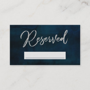 Navy Lustre Silver Blue Reserved Seating Wedding Place Card
