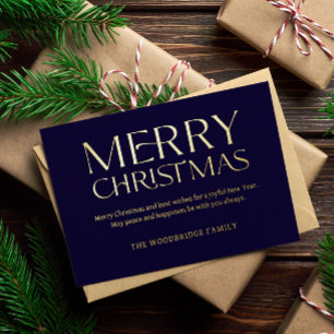 Navy Luxury Christmas Card Elegant Font  photo