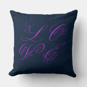 Navy + Magenta LOVE Pillow