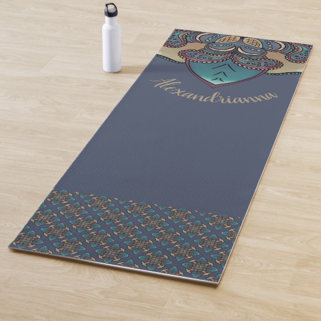 Navy Mandala Pilates Yoga Exercise Mat (In Situ)