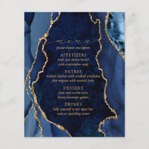 Navy Marble & Gold Agate Wedding Menu