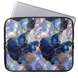 Navy Marble Laptop Sleeve Gold Vein Case