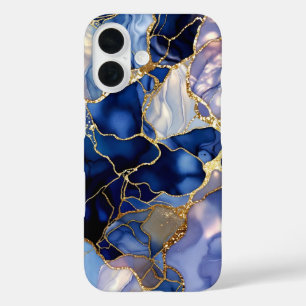 Navy Marble Phone Case Gold Abstract Luxury