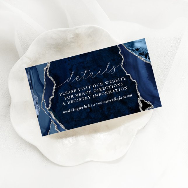 Navy, Marble & Silver Agate Details Note Card (Creator Uploaded)