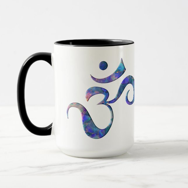 Navy Marbled Om  Mug (Left)