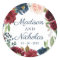 Navy Marsala Floral Wedding Envelope Seal Stickers