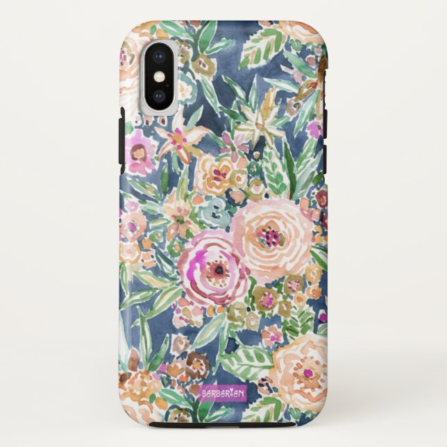 Navy MAUI MINDSET Colourful Tropical Floral Case-Mate iPhone Case (Back)