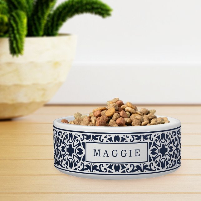 Navy Mediterranean Pattern Pet Bowl (Creator Uploaded)