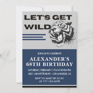 Navy Men 68th birthday invitations Tiger