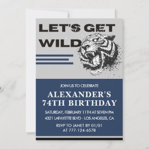 Navy Men 74th birthday invitations Tiger