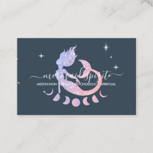 Navy Mermaid spiritual stars moon Business Card