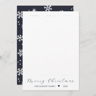 Navy Merry Christmas Modern One Photo Holiday Card