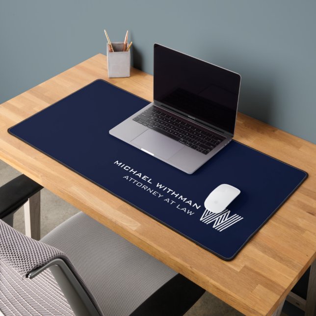 NAVY Minimal Monogram Initial CORPORATE BUSINESS Desk Mat (Office 2)