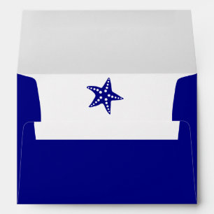 Navy Minimal Starfish Wedding Invitation Envelope