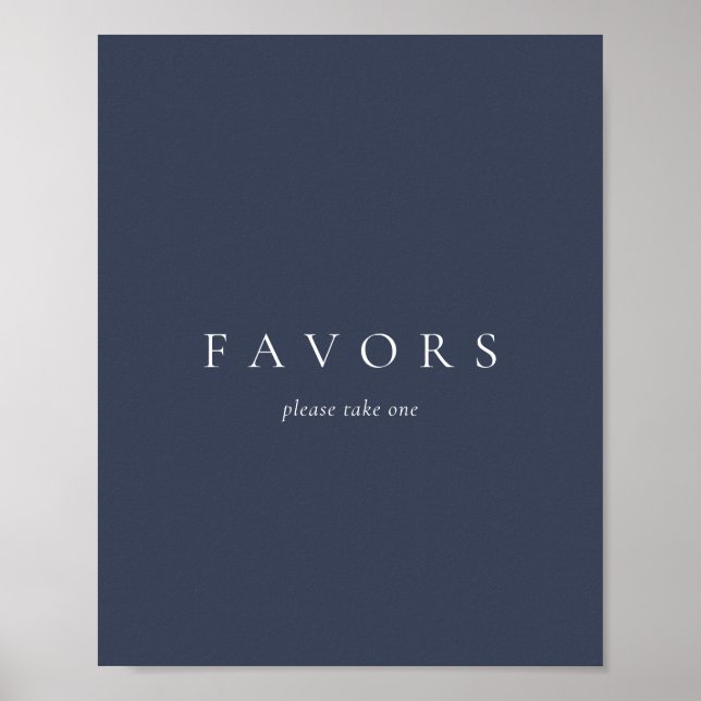 Navy Minimal Wedding Favours Gift Poster (Front)