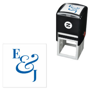 Navy Minimalist Ampersand Wedding Modern Self-inking Stamp