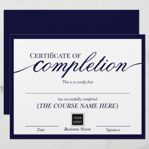 Navy Minimalist Certificate of Completion Award