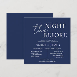 Navy Minimalist Rehearsal Dinner Wedding Square  Invitation