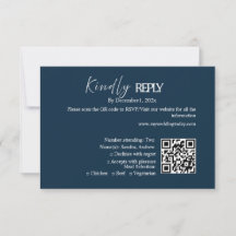 Navy Minimalist Wedding RSVP Card