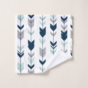Navy, Mint, and Grey Fletching Arrow Bath Towel Set