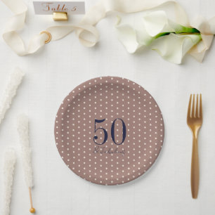 Navy & Mocha   50 and Fabulous Birthday Party  Paper Plate