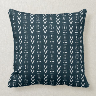 Navy Modern Arrow Mud Cloth Print Accent Cushion