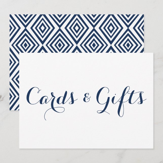 Navy Modern Calligraphy Cards & Gifts Wedding Sign (Front/Back)