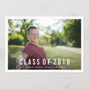 Navy Modern Class of Photo Graduation Invitation