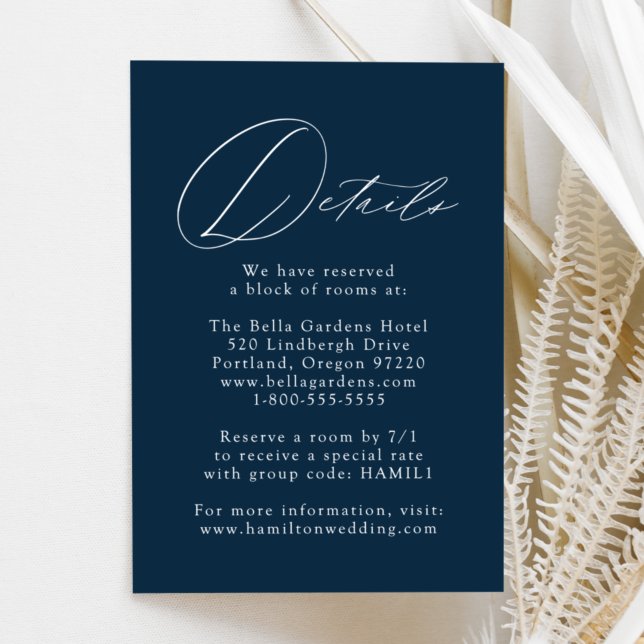 Navy Modern Elegance Wedding Details Enclosure Card (Creator Uploaded)