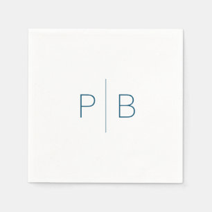 Navy Modern Elegant Monogram Wedding Simple Napkin