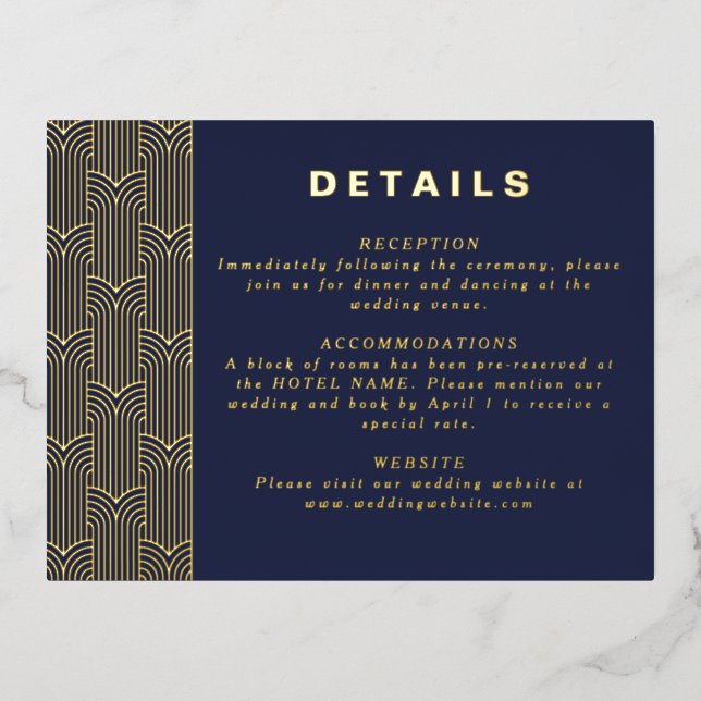 Navy Modern Foil Detail Card (Front)