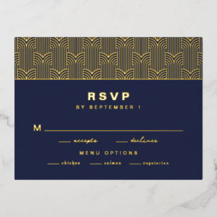 Navy Modern Foil RSVP Card