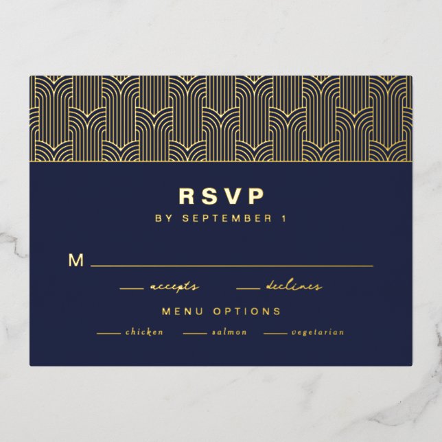 Navy Modern Foil RSVP Card (Front)