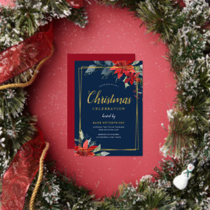 Navy Modern Geometric Christmas Party Gold