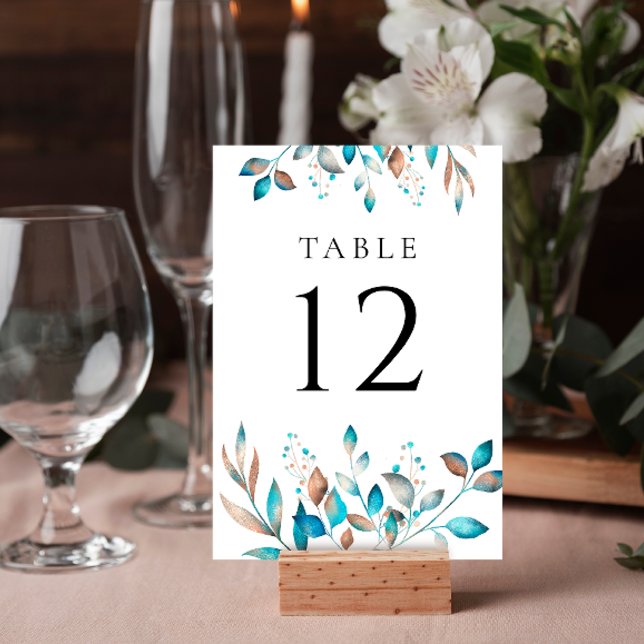 Navy Modern Greenery Rustic Wedding Table Number (Creator Uploaded)